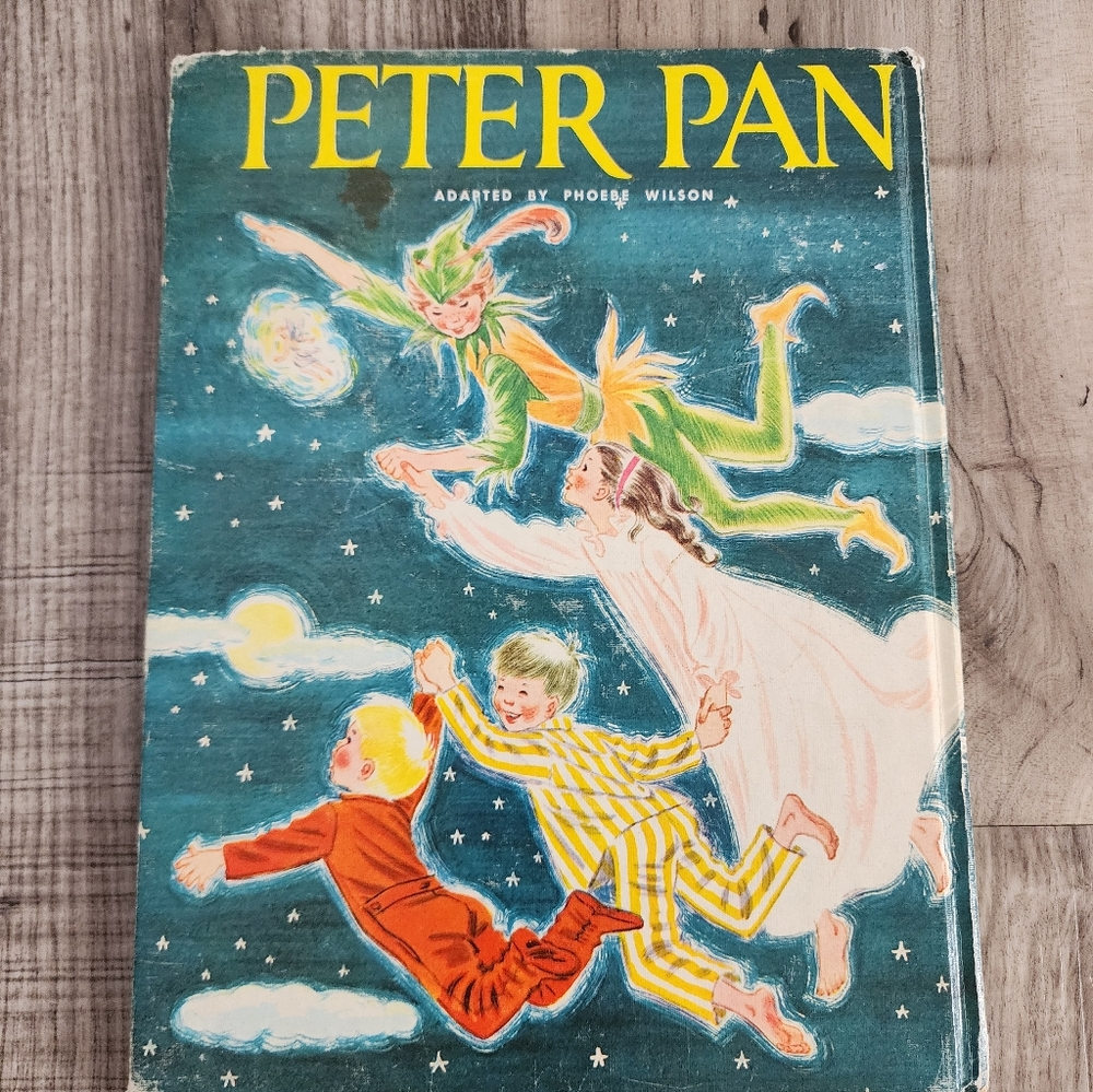 Vintage Peter Pan Illustrated Hardcover — Teal, Yellow, Red - Picture 6 of 8